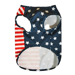 Patriotic Stars & Stripes Dog Shirt in Red, White and Blue pulls over the head.