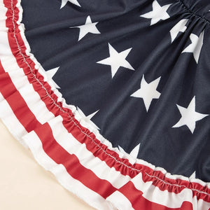 American Flag Dog Sundress is navy with white stars and red and white trim