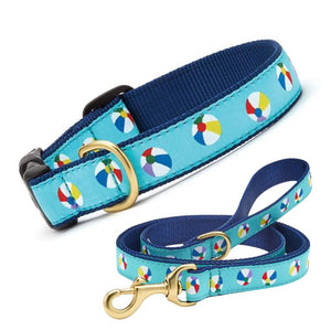 Up Country Beach Balls Collar & Leash Set features colorful beach balls on blue collar