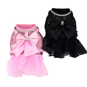 Bling Dog Harness Dress & Leash Set fits small dogs.