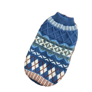Blue patterned dog sweater