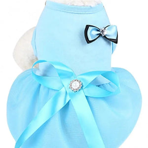 Blue Bow dog dress