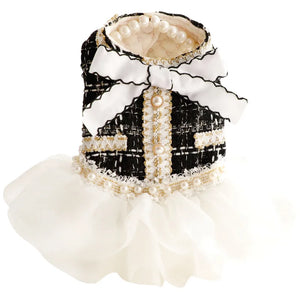 Black Chanel-Inspired Tweed Tutu Dog Dress