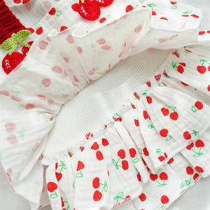 Cherry Dog Dress has a ruffled skirt