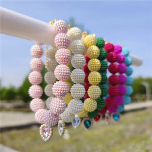 Crystal Heart Colorful Beaded Pearl Dog Necklace comes in 7 colors