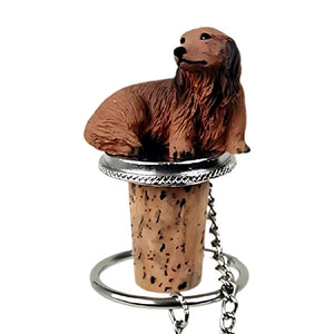 Longhaired Red Dachsund Wine Bottle Stopper