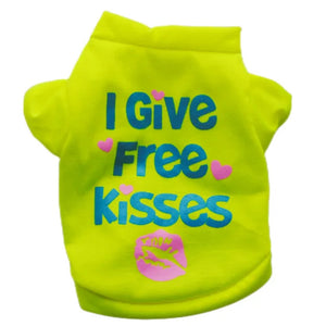 Green "I Give Free Kisses" Dog T-Shirt