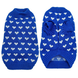 Blue heart dog sweater