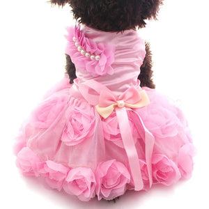 Elegant Roses Dog Party Dress in pink