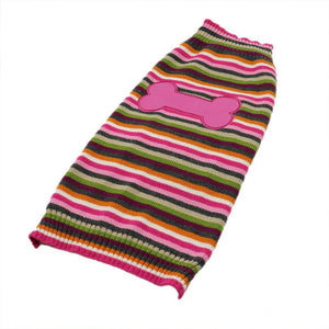 This Pink Bone Striped Dog Sweater will keep your fur baby cozy this autumn/winter.