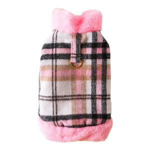 Pink Plaid dog dress coat