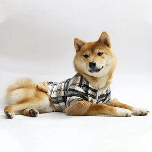 Shiba Inu in Plaid Dog Dress Coat