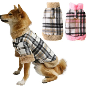 Shiba Inu in Plaid Dog Dress Coat