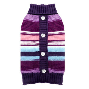 This Purple Stripe Dog Sweater will keep your fur baby cozy  and warm.