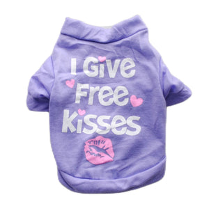 Purple  "I Give Free Kisses" Dog T-Shirt