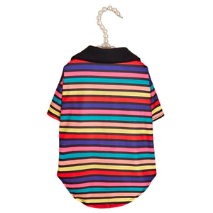 Rainbow Striped Polo Dog Shirt