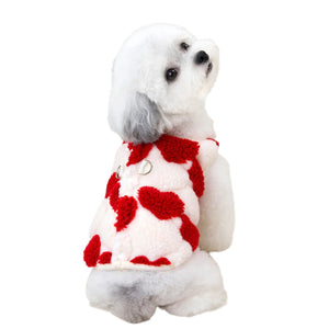 Bichon in Red Warm Heart Dog Fleece