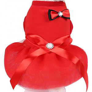 Red bow dog dress