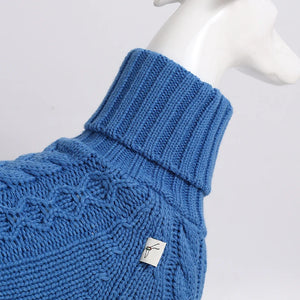 Blue Cable Knit Turtleneck Italian Greyhound/Whipped Dog Sweater