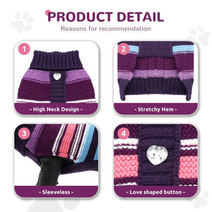 Sweater features high neck design, stretchy hem and heart buttons