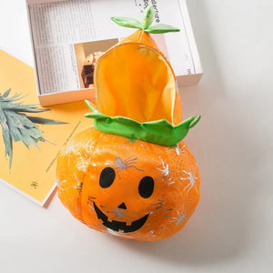 Halloween Pumpkin Dog Costume is an orange jack o lantern hoodie style.