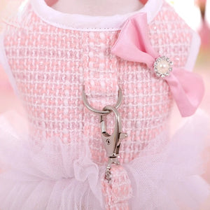 Pastel Pink or Blue Tweed Dog Tutu Harness for leash attachment