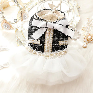 Black Chanel-Inspired Tweed Tutu Dog Dress