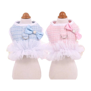 Pastel Pink or Blue Tweed Dog Tutu Harness