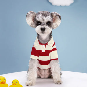 Red Striped Polo Dog Shirt on Terrier
