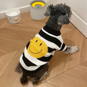 Terrier wearing Happy Face Dog Sweater