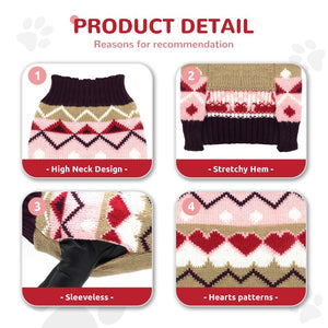 Features high neck design, stretchy hem, sleeveless, hearts patterns