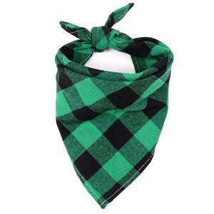 Green & Black plaid dog bandana
