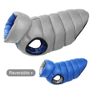 Gray/Blue Reversible Waterproof Parka Large Dog Vest