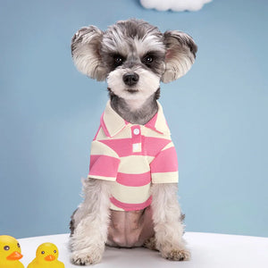 Pink Striped Polo Dog Shirt