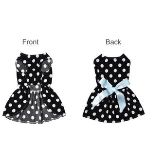 Front and back of polka dot dog dress