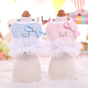 Pastel Pink or Blue Tweed Dog Tutu Harness