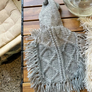 Handmade Hooded Cable Knit Sweater Dog Poncho defines elegance