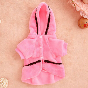 Plush Velvet Hoodie Dog Dress has 3 snap buttons for easy on-off