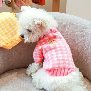 Our Pink Plaid Dog Sweater with Bunny Applique is from our Spring/Summer Collection.