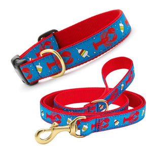 Up Country Lobster and Buoy Dog Collar & Leash Matching Set