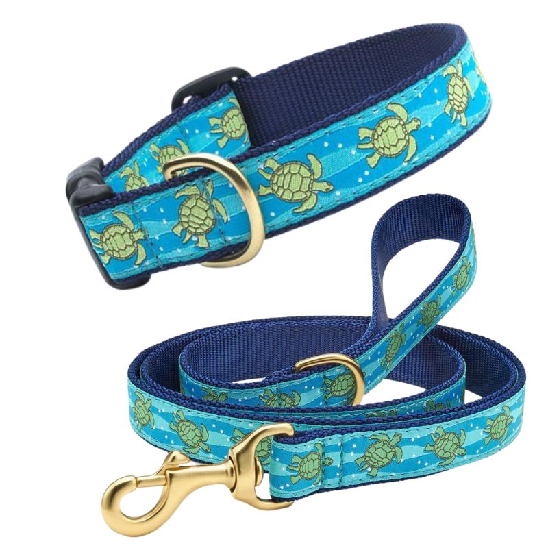 Up Country Sea Turtle Dog Collar & Leash Matching Set
