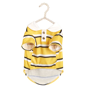 Yellow Stiped Polo Dog Shirt
