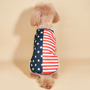 Patriotic Stars & Stripes Dog Shirt in Red, White and Blue.