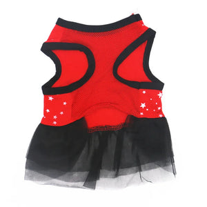 Underside of red Stars Dog Dress.