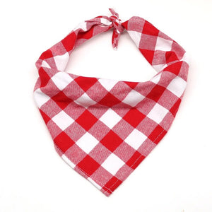 Red & White plaid dog bandana