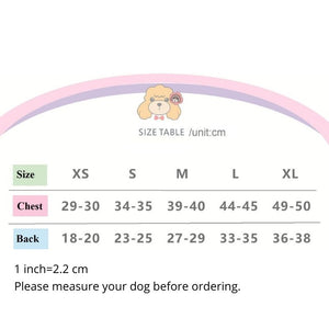 Please measure your dog against this size chart before ordering.
