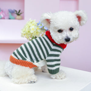 Christmas Retro Striped Dog Sweater on Poodle