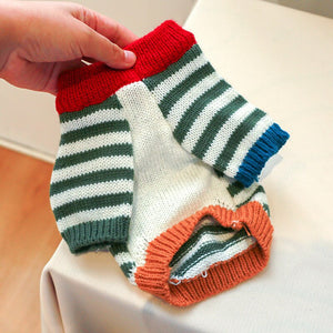 Christmas Retro Striped Dog Sweater underside view