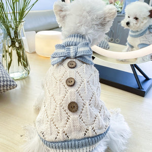 Wooden Button Knit Dog Sweater