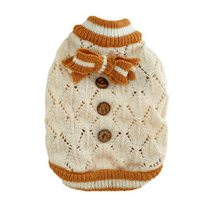 Coffee Wooden Button Knit Dog Sweater